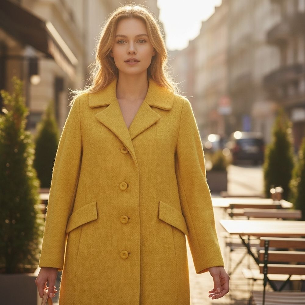 Vintage Mustard Yellow Tweed Longline Jacket | Estimated Size XL